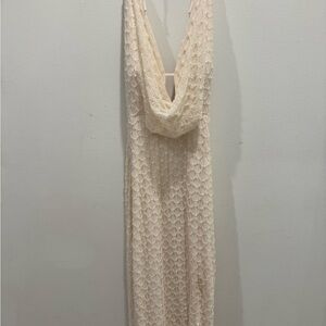 Elegant Cream Sleeveless Dress Small Beaded